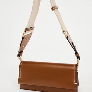 Zara Tan Leather Crossbody Bag